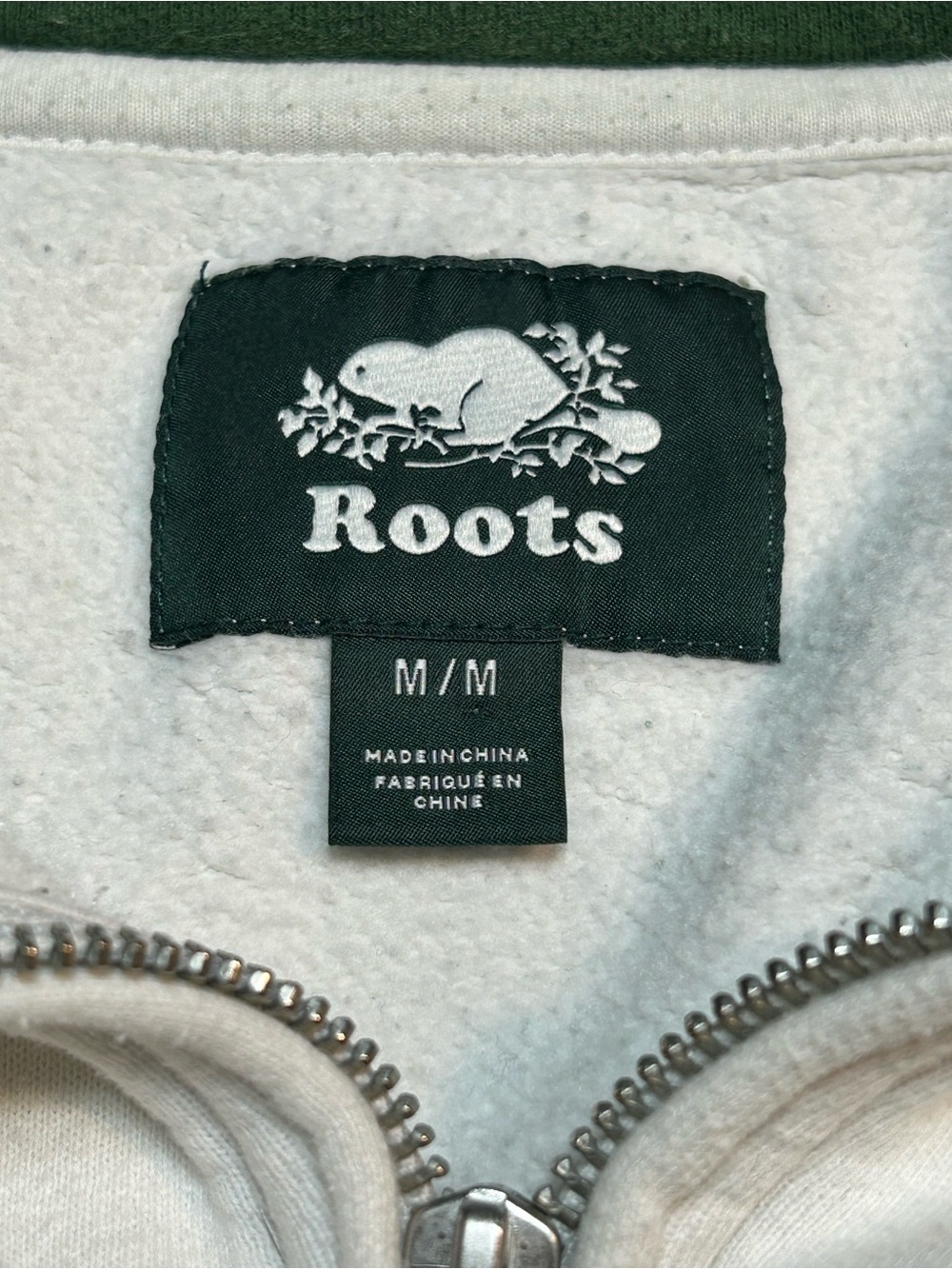 Roots Canada Retro Heritage Colorblock Quarter Zip Sweatshirt Green White M - Picture 8 of 9